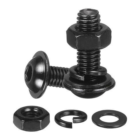 10 Set M6 x 45mm Flanged Button Head Socket Cap Screws, Black 304 Stainless Steel 18-8 Hex Socket Head Screws Bolts, Nuts, Flat & Lock Washers for DIY, Furniture, Automotive in Saudi Arabia