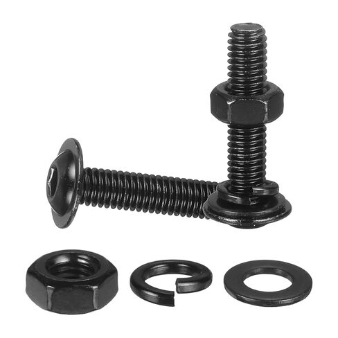 10 Set M6 x 45mm Flanged Button Head Socket Cap Screws, Black 304 Stainless Steel 18-8 Hex Socket Head Screws Bolts, Nuts, Flat & Lock Washers for DIY, Furniture, Automotive in Saudi Arabia