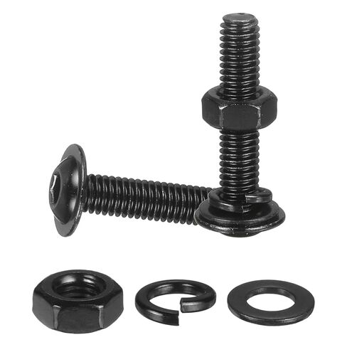 10 Set M6 x 45mm Flanged Button Head Socket Cap Screws, Black 304 Stainless Steel 18-8 Hex Socket Head Screws Bolts, Nuts, Flat & Lock Washers for DIY, Furniture, Automotive in Saudi Arabia