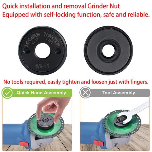 طقم صواميل قفل مطحنة زاوية 5/8 بوصة - 11، صامولة شفة ذاتية التضييق سريعة الفك - صواميل قرص قطع بديلة معدنية لتغيير قرص المطحنة السريع لا حاجة إلى مفتاح ربط in Kuwait