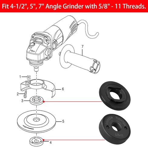 طقم صواميل قفل مطحنة زاوية 5/8 بوصة - 11، صامولة شفة ذاتية التضييق سريعة الفك - صواميل قرص قطع بديلة معدنية لتغيير قرص المطحنة السريع لا حاجة إلى مفتاح ربط in Kuwait