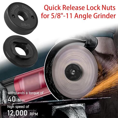 طقم صواميل قفل مطحنة زاوية 5/8 بوصة - 11، صامولة شفة ذاتية التضييق سريعة الفك - صواميل قرص قطع بديلة معدنية لتغيير قرص المطحنة السريع لا حاجة إلى مفتاح ربط in Kuwait