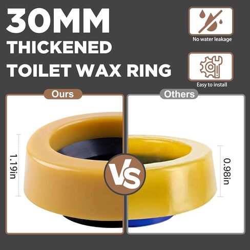 2-Pack Extra Thick Toilet Wax Ring Replacement Kit with 304 Stainless Steel Bolts & Nuts, High Flange Seal for 3-inch or 4-inch Waste Lines, No-Leak Solution for Floor-Mounted Toilets in Saudi Arabia