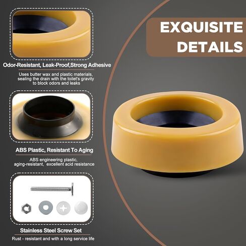 2-Pack Extra Thick Toilet Wax Ring Replacement Kit with 304 Stainless Steel Bolts & Nuts, High Flange Seal for 3-inch or 4-inch Waste Lines, No-Leak Solution for Floor-Mounted Toilets in Saudi Arabia