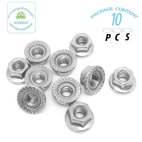 10 قطعة 304 صواميل شفة من الفولاذ المقاوم للصدأ، صواميل قفل شفة سداسية لليد اليسرى (M5x0.8mm) in Kuwait