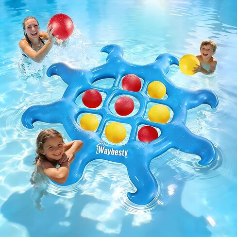 لعبة حمام السباحة العملاقة تيك تاك تو - 8 لعبة قابلة للنفخ مع 10 كرات - أساسيات الحفلات الصيفية الممتعة للأطفال والمراهقين والبالغين - مثالية لحمام السباحة والشاطئ والبحيرة والفناء الخلفي واللعب في الهواء الطلق in Kuwait