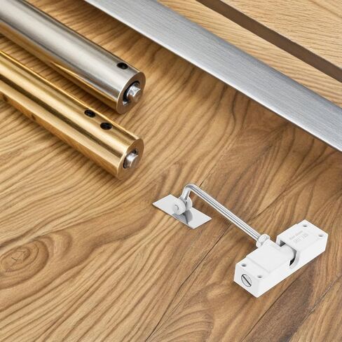 Mobestech 2pcs White Square Aluminum Alloy Dual Spring Auto Door Closer Adjustable Self-Closing Safety Spring for Residential and Commercial Hinged Doors in Saudi Arabia