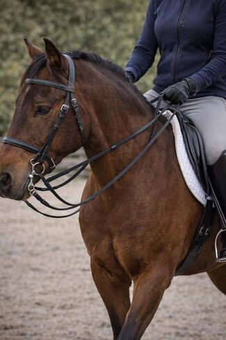 CHALLENGER 54" Horse English Black Leather Flat Rubber Grip Training Reins 805LR20BK in Saudi Arabia