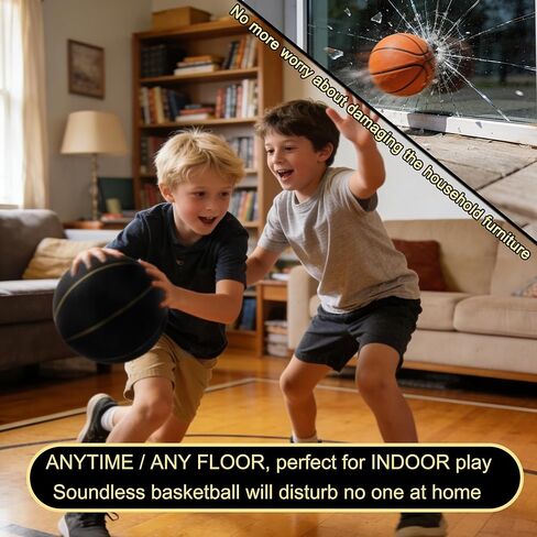 Silent Basketball Size 6 (28.5"), Textured Soft Foam Soundless Basketball for Indoor Dribbling Training, Grooved Airless Bouncy Basketball for Indoor Play in Kuwait