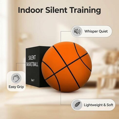 Size 5 (27.5") Silent Basketball High-Density Soft Foam and Low Noise Indoor Training Ball Easy Grip Highly Elastic Practice Ball in Saudi Arabia