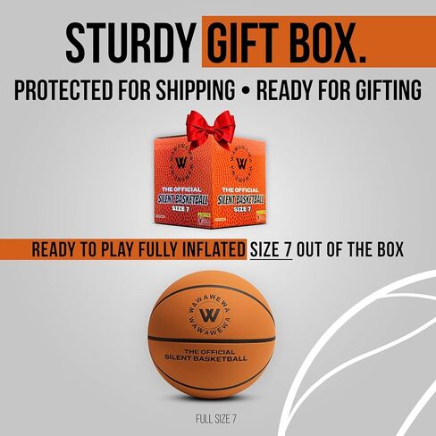 WAWAWEWA The Official Silent Basketball Size 7 (29.5") Uncompressed Fully Inflated – Ready to Play Indoor Basketball for Quiet Dribbling – Grooved Airless Indoor Training PU Foam Basket Ball All Ages in Kuwait