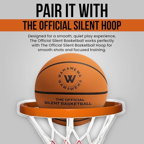 WAWAWEWA The Official Silent Basketball Size 7 (29.5") Uncompressed Fully Inflated – Ready to Play Indoor Basketball for Quiet Dribbling – Grooved Airless Indoor Training PU Foam Basket Ball All Ages in Kuwait