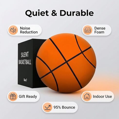 Size 3(22") Silent Basketball High-Density Soft Foam and Low Noise Indoor Training Ball Easy Grip Highly Elastic Practice Ball in Saudi Arabia
