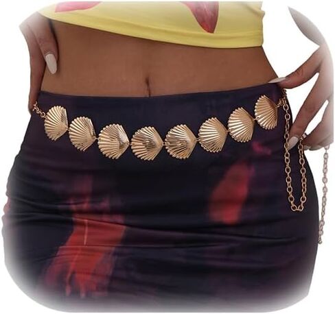 Silver Gold Big Shell Waist Chain Belt Bikini Waist Chains Jewelry Summer Beach Shell Waist Belly Chain Adjustable Metal Link Belly Belt for Women in Kuwait