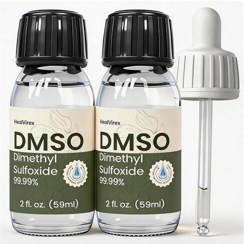 سائل DMSO نقي بنسبة 99.99% - عبوتان (2 أونصة سائلة لكل منهما) مذيب ثنائي ميثيل سلفوكسيد عالي النقاء - زجاجات زجاجية شفافة كريستالية مع قطارة منفصلة - رائحة منخفضة in Saudi Arabia