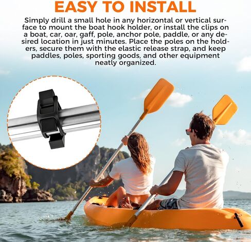 ETZ 4 PCS Boat Hook Holder, Black Rubber Quick Release Oar & Pole Holders, Fits 3/4" to 2" Diameter, Marine Spring Clips Replacement for SOF-LOC, for Gaff, Paddle, Anchor, Push Pole, Boat Net in Kuwait