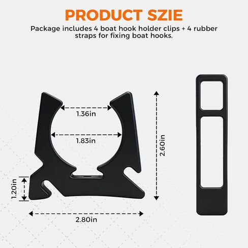 ETZ 4 PCS Boat Hook Holder, Black Rubber Quick Release Oar & Pole Holders, Fits 3/4" to 2" Diameter, Marine Spring Clips Replacement for SOF-LOC, for Gaff, Paddle, Anchor, Push Pole, Boat Net in Kuwait