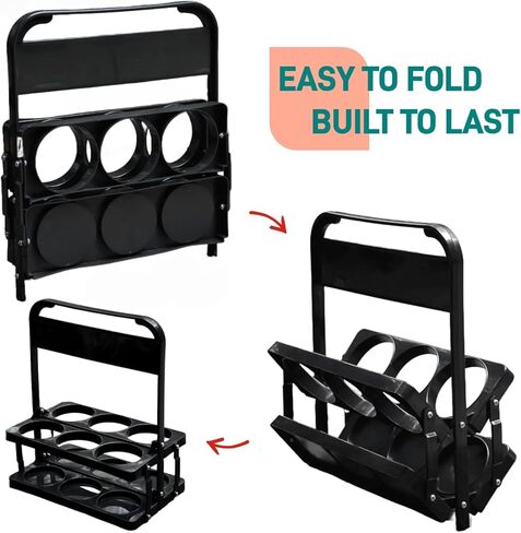 6 Cup Drink Carrier with Handle, Portable Cup Carriers for Drinks, Drink Carrier for Delivery, Coffee Carrier, Drink Caddy Portable Drink Carrier, Beverage Drink holder, Reusable, Black in Saudi Arabia