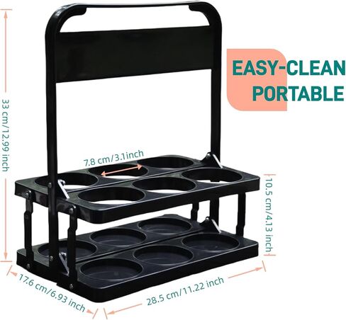 6 Cup Drink Carrier with Handle, Portable Cup Carriers for Drinks, Drink Carrier for Delivery, Coffee Carrier, Drink Caddy Portable Drink Carrier, Beverage Drink holder, Reusable, Black in Saudi Arabia