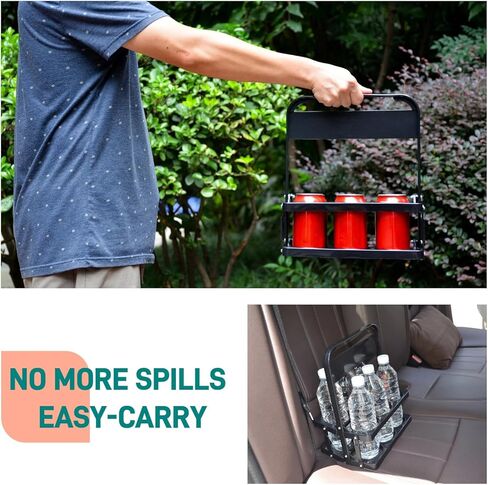 6 Cup Drink Carrier with Handle, Portable Cup Carriers for Drinks, Drink Carrier for Delivery, Coffee Carrier, Drink Caddy Portable Drink Carrier, Beverage Drink holder, Reusable, Black in Saudi Arabia