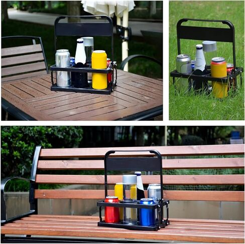 6 Cup Drink Carrier with Handle, Portable Cup Carriers for Drinks, Drink Carrier for Delivery, Coffee Carrier, Drink Caddy Portable Drink Carrier, Beverage Drink holder, Reusable, Black in Saudi Arabia
