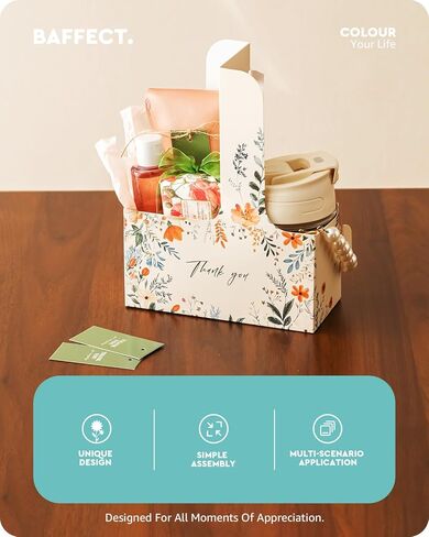 أكياس هدايا Baffect Thanks You لـ 50 ضيفًا، تتضمن حامل مشروبات مع مقبض، وبطاقات شكر مع سلسلة، وشريط عريض مقاس 1 بوصة، وتقدير للنساء، والأعمال التجارية، والموظفين، وزملاء العمل، والمعلم (الأزهار) in Kuwait