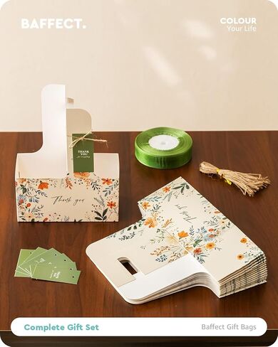 أكياس هدايا Baffect Thanks You لـ 50 ضيفًا، تتضمن حامل مشروبات مع مقبض، وبطاقات شكر مع سلسلة، وشريط عريض مقاس 1 بوصة، وتقدير للنساء، والأعمال التجارية، والموظفين، وزملاء العمل، والمعلم (الأزهار) in Kuwait