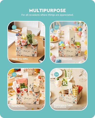 أكياس هدايا Baffect Thanks You لـ 50 ضيفًا، تتضمن حامل مشروبات مع مقبض، وبطاقات شكر مع سلسلة، وشريط عريض مقاس 1 بوصة، وتقدير للنساء، والأعمال التجارية، والموظفين، وزملاء العمل، والمعلم (الأزهار) in Kuwait