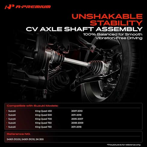 A-Premium Pair (2) Front CV Axle Shaft Assembly Compatible with Suzuki King Quad 450, King Quad 500, King Quad 700, King Quad 750, 2005-2018, Left and Right, Replace# 54901-31G00 in Kuwait