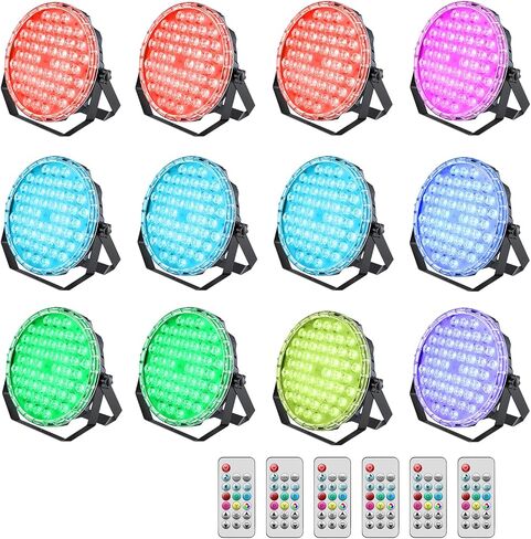 BETOPPER Ultra Slim DJ Par Light، 54x1W RGB LED Par Can مع DMX512، مسرح منخفض وإضاءة علوية، أضواء DJ تعمل عن بعد والصوت لحفلات الزفاف ديسكو، 2 حزمة in Saudi Arabia