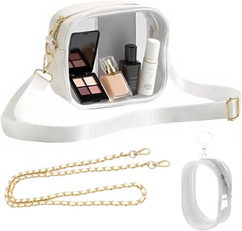 حقيبة شفافة لمناسبات الاستاد، حقيبة محفظة شفافة تمر بالجسم معتمدة من الاستاد مع 4 أشرطة قابلة للفصل وحقيبة شفافة صغيرة in Kuwait