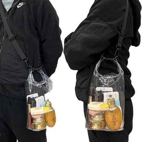 DRLOKPAK حقيبة شفافة معتمدة من الاستاد، حقيبة محفظة شفافة مقاومة للماء، حقيبة كروس جافة للحفلات الموسيقية، صالة الألعاب الرياضية، حفلات التخرج، السفر في الهواء الطلق، حفلات نادي الشاطئ in Kuwait