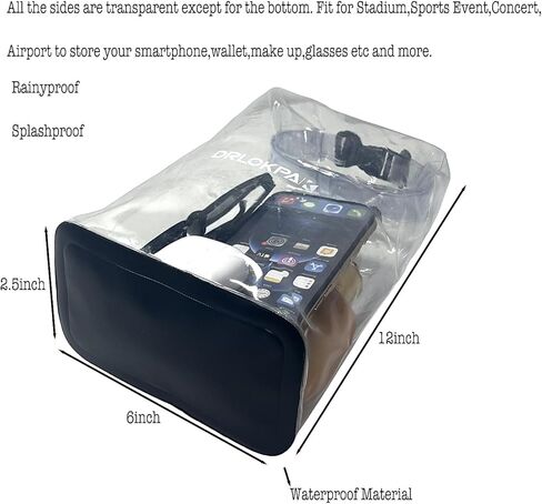 DRLOKPAK حقيبة شفافة معتمدة من الاستاد، حقيبة محفظة شفافة مقاومة للماء، حقيبة كروس جافة للحفلات الموسيقية، صالة الألعاب الرياضية، حفلات التخرج، السفر في الهواء الطلق، حفلات نادي الشاطئ in Kuwait