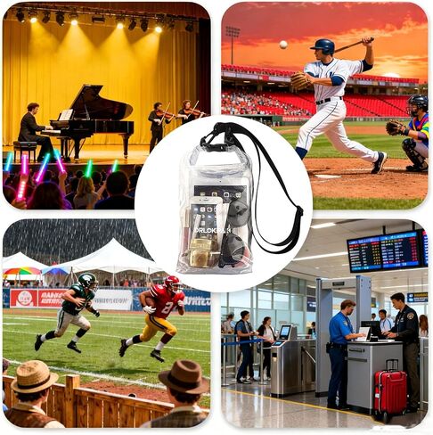 DRLOKPAK حقيبة شفافة معتمدة من الاستاد، حقيبة محفظة شفافة مقاومة للماء، حقيبة كروس جافة للحفلات الموسيقية، صالة الألعاب الرياضية، حفلات التخرج، السفر في الهواء الطلق، حفلات نادي الشاطئ in Kuwait