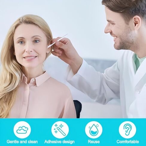 (1 Box, 24 Pcs) Upgraded Earwax Removal Adhesive Swabs/Sticky Ear Cleaners for Adults & Kids, Reusable Soft, Gentle Sticky Ear Cleaning Stick, Portable Ear Pick for Effective Earwax Removal in Kuwait