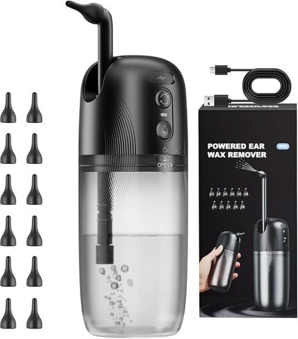 إزالة شمع الأذن الكهربائية، مجموعة تنظيف الأذن مع منظف الأذن الذي يعمل بالطاقة المائية، تتميز بـ 3 إعدادات للضغط و12 نصيحة بديلة، أداة فعالة لتنظيف الأذن in Kuwait