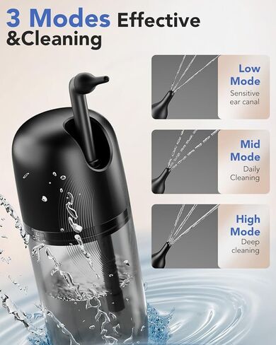 إزالة شمع الأذن الكهربائية، مجموعة تنظيف الأذن مع منظف الأذن الذي يعمل بالطاقة المائية، تتميز بـ 3 إعدادات للضغط و12 نصيحة بديلة، أداة فعالة لتنظيف الأذن in Kuwait