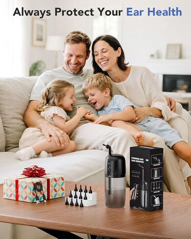 إزالة شمع الأذن الكهربائية، مجموعة تنظيف الأذن مع منظف الأذن الذي يعمل بالطاقة المائية، تتميز بـ 3 إعدادات للضغط و12 نصيحة بديلة، أداة فعالة لتنظيف الأذن in Kuwait