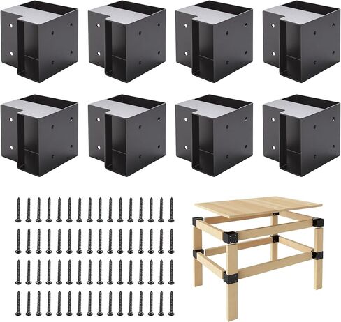 Heavy Duty Workbench Brackets Kit, 8 PCS 3-Way Right Angle Corner Braces for DIY 2''x4'' Wood, Steel Frame Building Plates for Workbench Table, Shelving, Garage Storage in Saudi Arabia