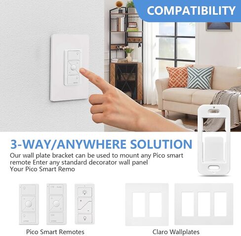 Wallplate Brackets Compatible with Lutron Caseta Pico Remote & Smart Switch – 8-Pack, No Wires Required, Tool-Free Seamless Snap-in Installation, Durable ABS Wall Mounting Kit in Kuwait