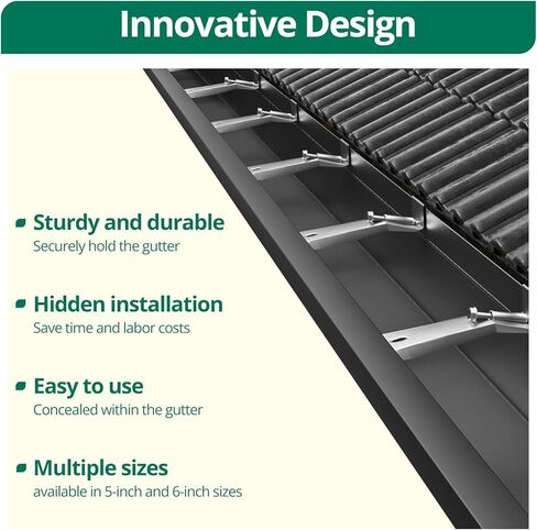 Benfar 25Pack 6 Inch Gutter Hangers Hidden Gutter Brackets Fastener with Pre-Inserted Screw K-Style Aluminum Rain Hangers Rust Resistant Screw Clip Heavy Duty for Repairing Sagging BR06 in Kuwait