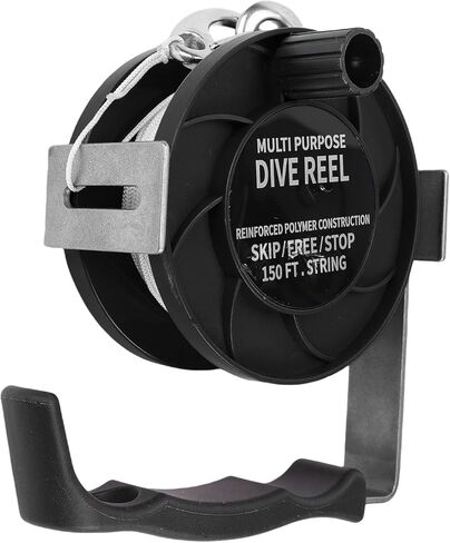 بكرة غوص كينسو، بكرة غوص من الفولاذ المقاوم للصدأ بخط أبيض بطول 150 قدم مع مقبض، مثالية للغوص واستكشاف الكهوف تحت الماء من بي سي دي (أسود) in Kuwait