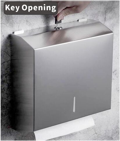 Yieach موزع المناشف الورقية بدون لمس على الحائط للحمام والفندق، حامل مناشف ورقية تجارية متعددة الطي من الفولاذ المقاوم للصدأ مع قفل لطي Z، مطوي، ثلاثي الطي، C، حامل مناشف اليد ثلاثي الطي in Kuwait