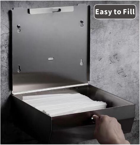 Yieach موزع المناشف الورقية بدون لمس على الحائط للحمام والفندق، حامل مناشف ورقية تجارية متعددة الطي من الفولاذ المقاوم للصدأ مع قفل لطي Z، مطوي، ثلاثي الطي، C، حامل مناشف اليد ثلاثي الطي in Kuwait