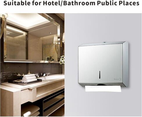 Yieach موزع المناشف الورقية بدون لمس على الحائط للحمام والفندق، حامل مناشف ورقية تجارية متعددة الطي من الفولاذ المقاوم للصدأ مع قفل لطي Z، مطوي، ثلاثي الطي، C، حامل مناشف اليد ثلاثي الطي in Kuwait