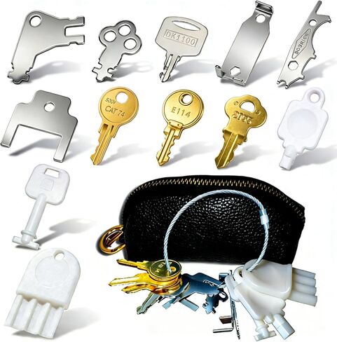 Universal Paper Towel Dispenser Key Set, 12 Pcs Toilet Paper Dispenser Key with Key Pouch for Tork SCA 1100,Bradley 2055,Janitor Bobrick Cat 74,Kimberly Clark770301,Georgia Pacific,E114,San Jamar (12) in Saudi Arabia