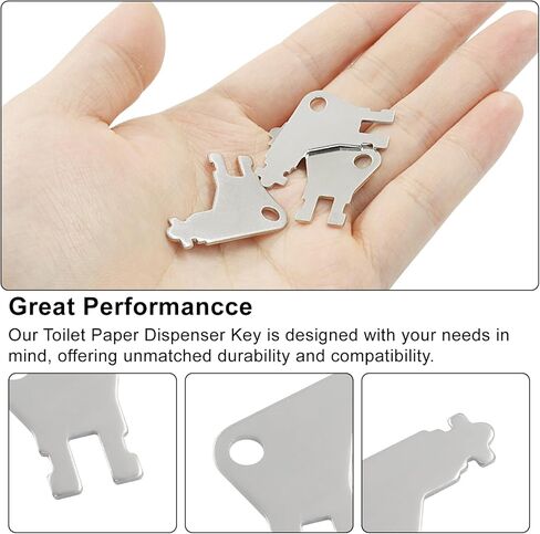 5 Piece Toilet Paper Dispenser Key Set (Including 2 Double Headed Detachable Button Keys), Compatible with Toilet Paper dispensers, Robust Metal Finish in Saudi Arabia
