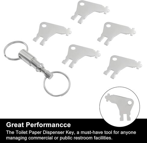 5 Piece Toilet Paper Dispenser Key Set (Including 2 Double Headed Detachable Button Keys), Compatible with Toilet Paper dispensers, Robust Metal Finish in Saudi Arabia