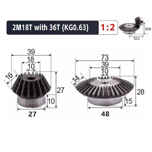 2 قطعة 1:2 ترس مخروطي 2 معامل 18 أسنان + 36 أسنان ثقب داخلي 10 مللي متر 90 درجة تروس فولاذية تروس فولاذية برغي M5 in Saudi Arabia