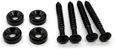 4 قطع من براغي تثبيت رقبة الجيتار وبطانات مفصل الرقبة وحلقات ومسامير للجيتار الصوتي الكهربائي (أسود) in Kuwait